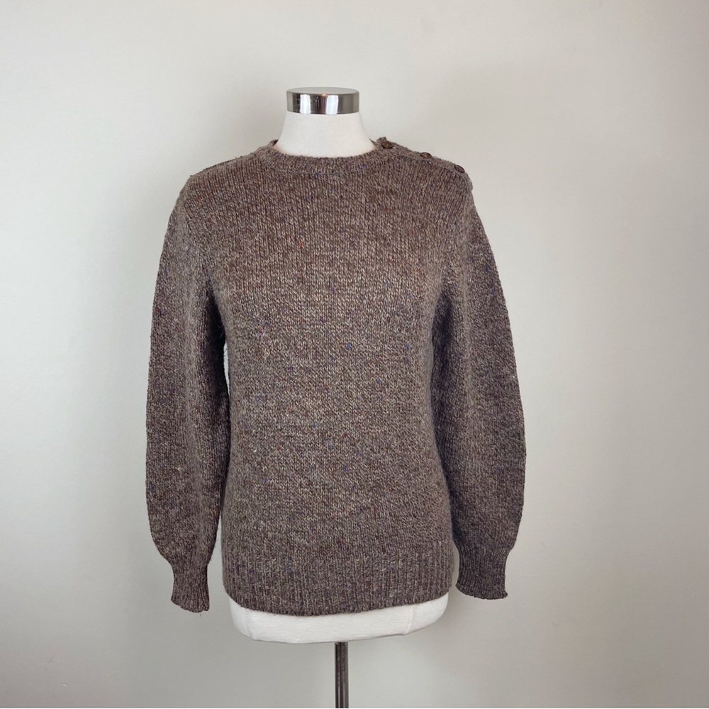 New Traditions Vintage Brown Knit Wool Blend Long Sleeve Sweater Women Large